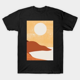 Vintage Landscape Art - Mountains Hiking - Sunset Adventure - Blue Lagoon - Seaside Art - Sunrise Mountains T-Shirt